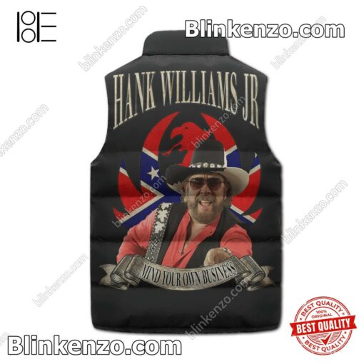 Hank Williams Jr Mind Your Own Business Men's Puffer Vest b
