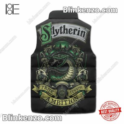 Esty Harry Potter Slytherin Pride Cunning Ambition Puffer Sleeveless Jacket