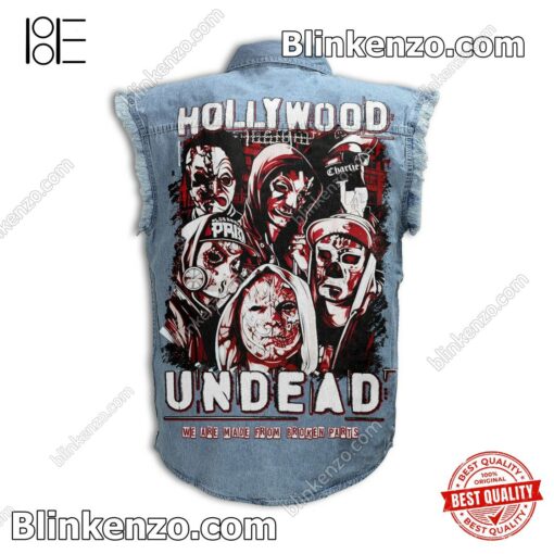 Funny Tee Hollywood Undead We Are Made From Broken Parts Sleeveless Jean Jacket