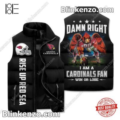 I Am A Arizona Cardinals Fan Win Or Lose Padded Puffer Vest