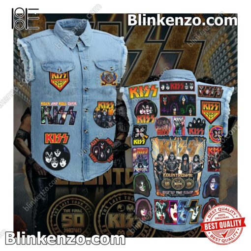 Kiss Countdown End Of The Road World Tour Men's Denim Vest