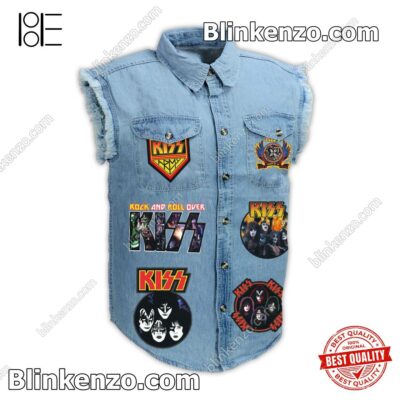 Father's Day Gift Kiss Countdown End Of The Road World Tour Men's Denim Vest