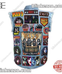 Print On Demand Kiss Countdown End Of The Road World Tour Men's Denim Vest