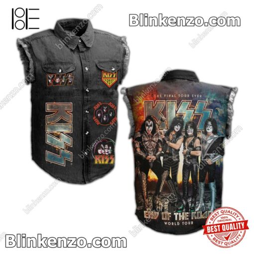Ships From USA Kiss The Final Tour Ever End Of The Road World Tour Men's Denim Vest