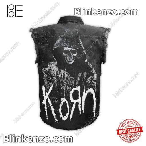 Gorgeous Korn Rock Band Skull Men's Denim Vest