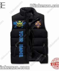 Top Leonardo Teenage Mutant Ninja Turtles We Strike Hard And Fade Away Personalized Puffer Sleeveless Jacket