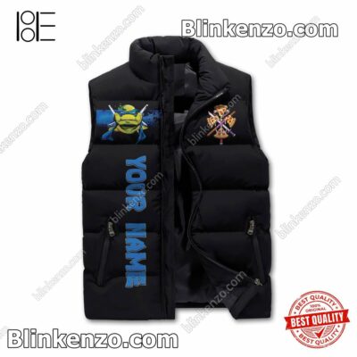 Top Leonardo Teenage Mutant Ninja Turtles We Strike Hard And Fade Away Personalized Puffer Sleeveless Jacket