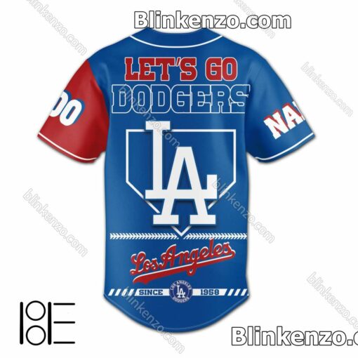 Adult Los Angeles Dodgers Let's Go Dodgers Personalized Baseball Jersey