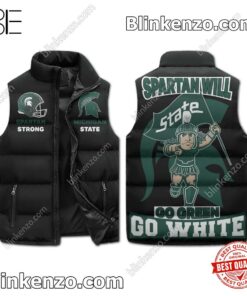 Michigan State Spartans Will Go Green Go White Men's Puffer Vest