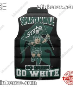 Michigan State Spartans Will Go Green Go White Men's Puffer Vest b