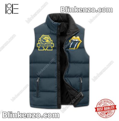 Free Ship Michigan Wolverines Go Blue Go Padded Puffer Vest