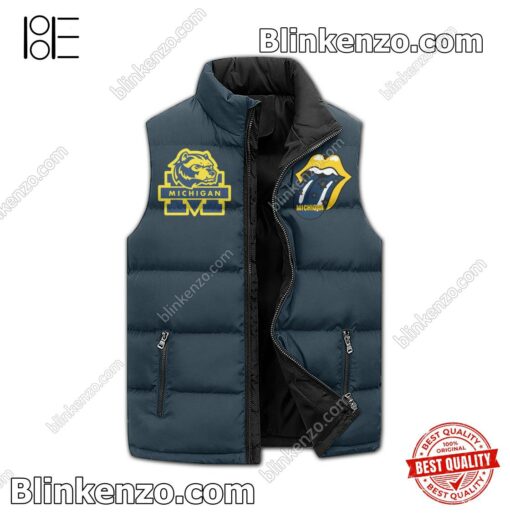 Free Ship Michigan Wolverines Go Blue Go Padded Puffer Vest