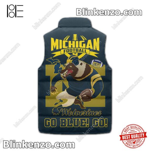 Mother's Day Gift Michigan Wolverines Go Blue Go Padded Puffer Vest