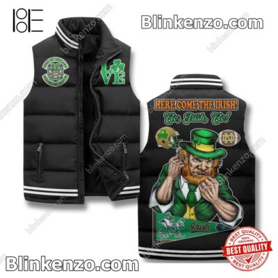 Notre Dame Fighting Irish Here Come The Irish Sleeveless Puffer Vest Jacket