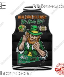 Popular Notre Dame Fighting Irish Here Come The Irish Sleeveless Puffer Vest Jacket