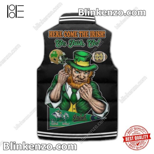 Popular Notre Dame Fighting Irish Here Come The Irish Sleeveless Puffer Vest Jacket