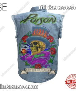 Top Rated Poison Every Rose Has Its Thorn Men's Denim Vest