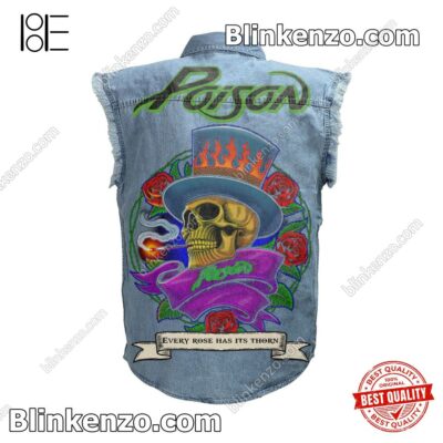 Top Rated Poison Every Rose Has Its Thorn Men's Denim Vest