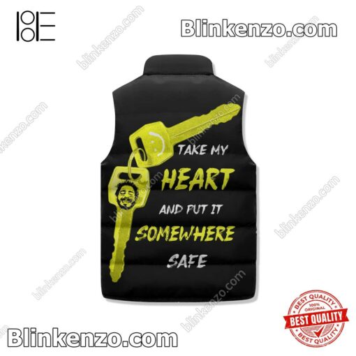 Great artwork! Post Malone Take My Heart And Put It Somewhere Safe Winter Puffer Vest