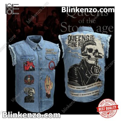 Queens Of The Stone Age I Want Something Good To Die For Sleeveless Jean Jacket