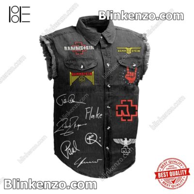 Review Rammstein Rock Band Signatures Men's Denim Vest