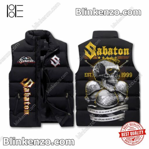 Sabaton We Speak Heavy Metal Puffer Sleeveless Jacket