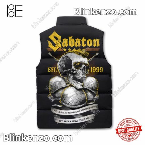 Ships From USA Sabaton We Speak Heavy Metal Puffer Sleeveless Jacket