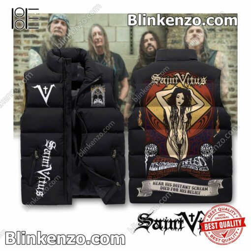 Saint Vitus Hear His Distant Scream Died For His Belief Cropped Puffer Jacket