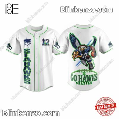 Seattle Seahawks 12 Go Hawks Seattle Baseball Jersey