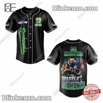 Seattle Seahawks Go Hawks 12 Strong Baseball Jersey