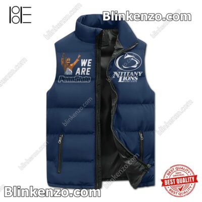 Snoopy And Woodstock Driving Car Penn State Nittany Lions Let's Go State Men's Puffer Vest a