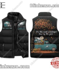 Snoopy Philadelphia Eagles It's The Most Wonderful Time Of The Year Men's Puffer Vest