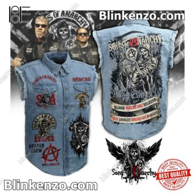 Sons Of Anarchy Blood Makes You Related Sleeveless Jean Jacket