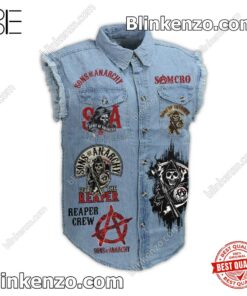 Limited Edition Sons Of Anarchy Blood Makes You Related Sleeveless Jean Jacket