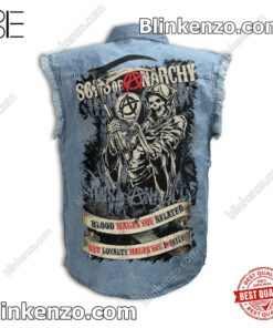 Adult Sons Of Anarchy Blood Makes You Related Sleeveless Jean Jacket