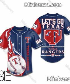 Texas Rangers Let's Go Texas Personalized Baseball Jersey