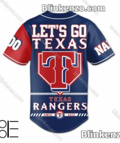 Clothing Texas Rangers Let's Go Texas Personalized Baseball Jersey