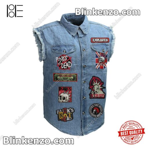 Popular The Exploited Don't Let Em Grind You Down Sleeveless Jean Jacket