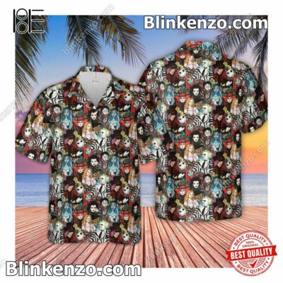 Tim Burton Characters Halloween Men s Short Sleeve Shirt Blinkenzo