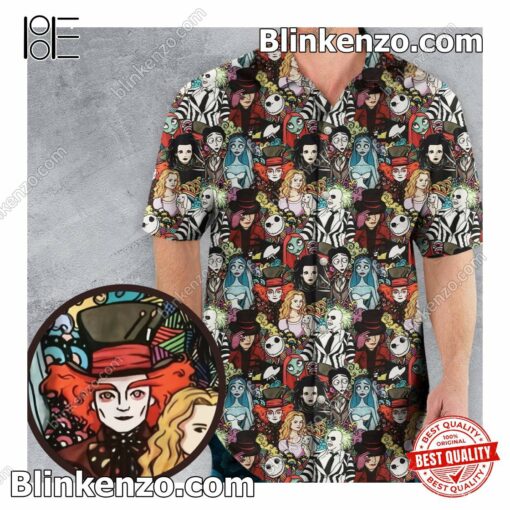 Luxury Tim Burton Characters Halloween Men's Short Sleeve Shirt