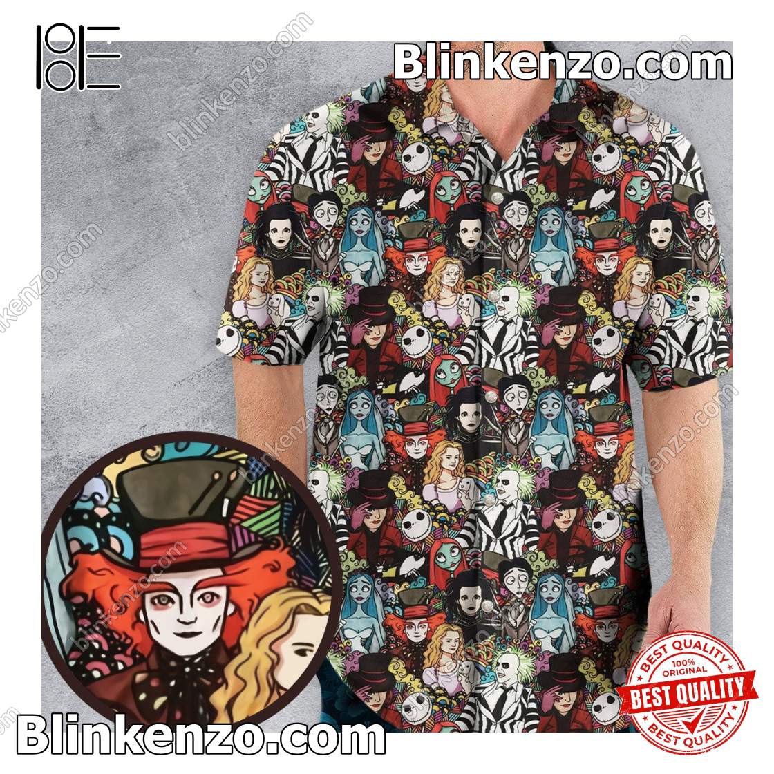 Tim Burton Characters Halloween Men s Short Sleeve Shirt Blinkenzo