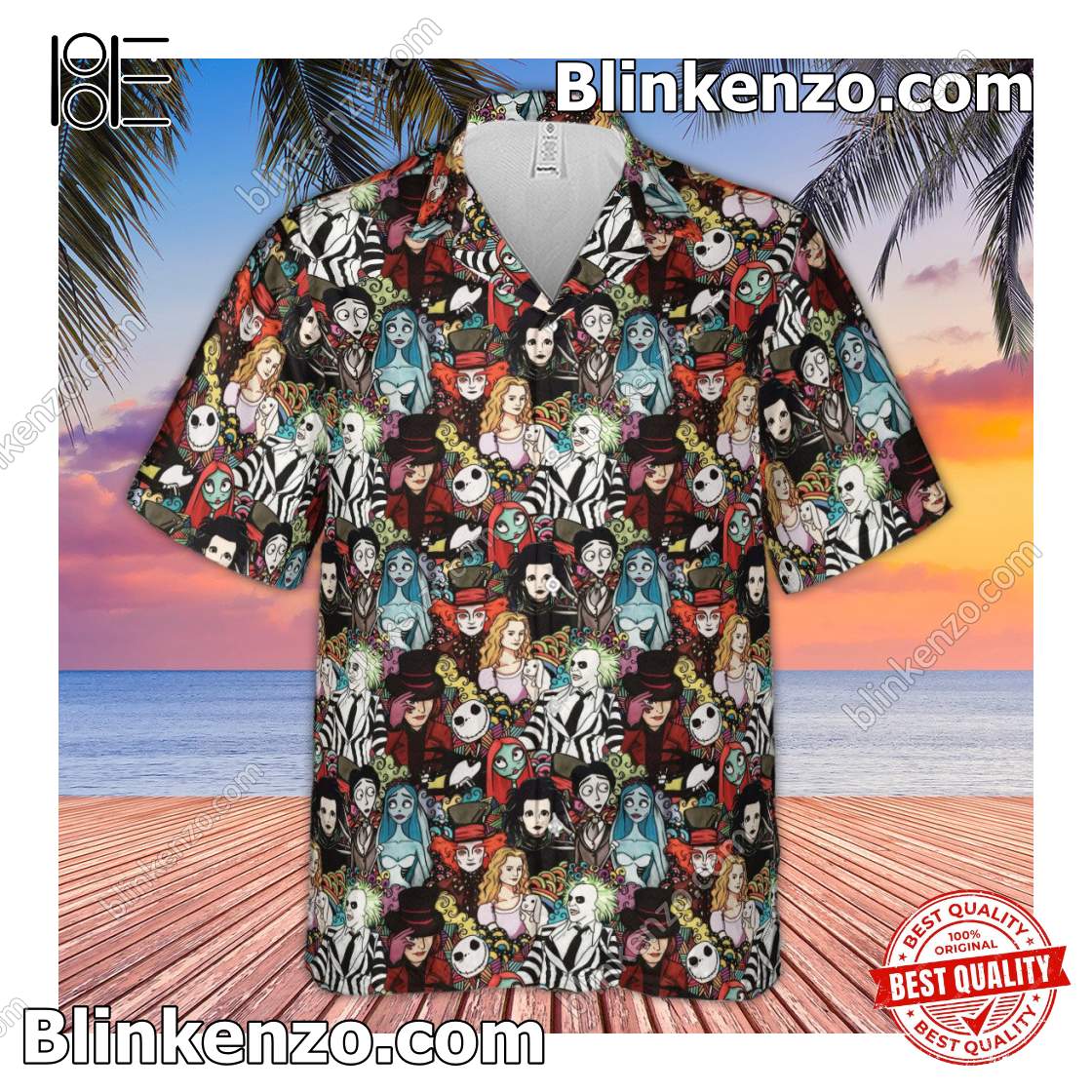 Tim Burton Characters Halloween Men s Short Sleeve Shirt Blinkenzo