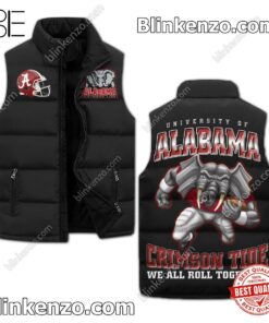 University Of Alabama Crimson Tide We All Roll Together Sleeveless Puffer Vest Jacket