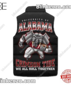 Gorgeous University Of Alabama Crimson Tide We All Roll Together Sleeveless Puffer Vest Jacket
