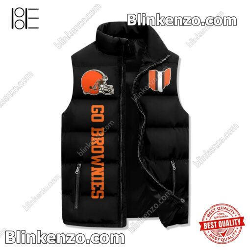 Very Good Quality You Think I'm Crazy Now Wait Till The Cleveland Browns Game Is On Padded Puffer Vest